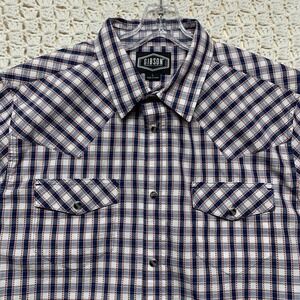 Gibson Trading Co Shirt Mens Sz L Check Geometric Western Pearl Snap Short  Slv